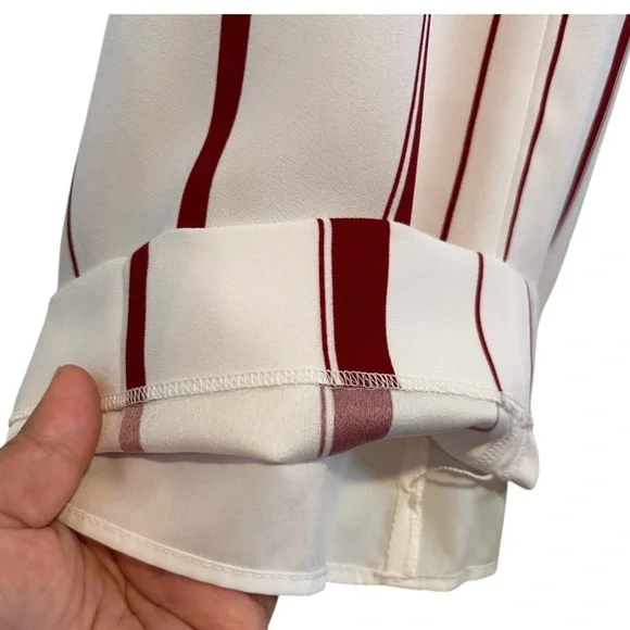 Banana Republic Blake Women's Red White Striped Wide Leg Pants Size 14 - Picture 8 of 9